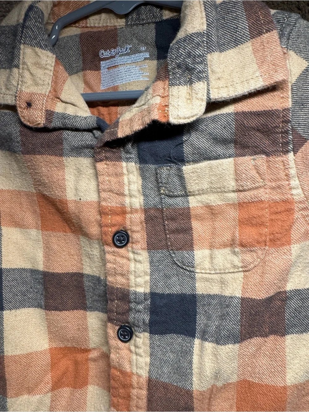 OshKosh B'gosh Toddler Brown Orange Plaid Button-Up Shirt